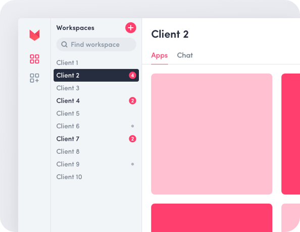Organize your clients or brands in workspaces